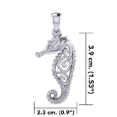 Seahorse with Spiral Designs On the Body Silver Pendant TPD6111 - DiveSilver Jewelry